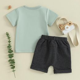 Clothing Sets Toddler Baby Boy Summer Outfit Letter Print Short Sleeve Round Neck T-Shirt Tops Casual Shorts Born Clothes