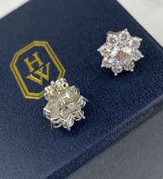 H Luxury earrings Stud 925 Sterling Silver flower Wedding Anniversary Diamond Earring Engagement Fashion Jewelry Women Party origi3721428