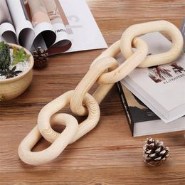 Decorative Figurines Boho Style Chain Link Wooden Hand Carved 5-Link Art Craft Ornament For Table Tray Farmhouse Office Rustic Desk