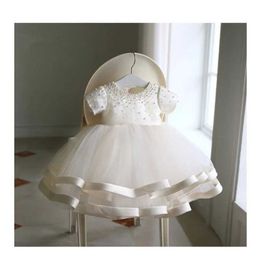 Christening dresses Newborn Baby Shower Dress Celebrates First Birthday Beaded Tulle Party Ball Girl Q240507