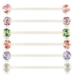 14 Gauge Acrylic UV Industrial Barbell Piercing lage Earring Helix Conch Ear Tragus Stud Body Jewelry Mix 6 colors5112283