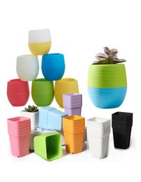 20pcs Mini Pots 10pcs Square Flower Pots10pcs Round Flower Pots Home Office Decor Planter Colorful Succulent Plants Pots GYH T1913494894