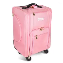 Storage Boxes Makeup Travel Case Cosmetic Trolley Organiser Professional Rolling Train Soft Nylon Portable Artist Bag Brush Holder