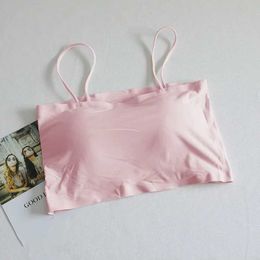 Women's Tanks Sexy Push Up Bras For Women Ice Silk Crop Top Seamless Sling Tube Top Sleevelessole Underwear Ladies Intimates Bralette