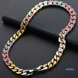 Designed fashion necklace Colourful micro Inlaid zircon cuban Men's Trendy Style Sweater Chain Necklace Summer Cool style