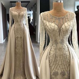 O Neck applestants Tulle Wedding Mermaid 화려한 드레스 Tassels Sleeves Sweep Train Court Custom Made Plus 사이즈 신부 가운 멍청이 De Novia