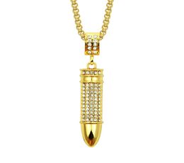 New fashion necklaces hip hop diamond bullet head Necklace pendant clavicle chain gold necklace er chain mens hiphop iced out jewelry2546610