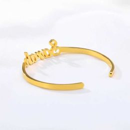 Charm Bracelets Cusized Nameplate Name Bracelets For Women Personalised Stainless Steel Cuff Bangles Cus Jewellery Gift Bijoux Femme