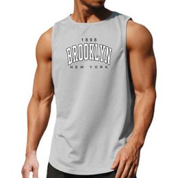 Men's Tank Tops 1898 Brooklyn New York City Printed Fitness Sports Tank Top Mens Summer Mesh Quick Dry Gym Clothing Muscle Vest Basketball Shirt Y240507