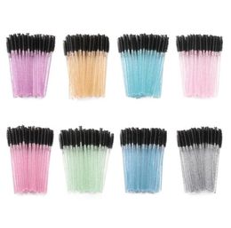 50 Pcs Disposable Crystal Handle Eyelash Brush Mascara Spiral Wands Applicator Grafting Eyelash Curling Comb Beauty Makeup Tool9710762