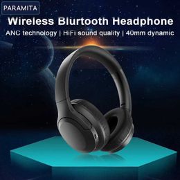 Headsets PARAMITA ANC Noise Cancelling Headphones A1 Wireless Bluetooth Headphones BT5.3 400mAh Over ear Foldable for Sports Work Games J240508