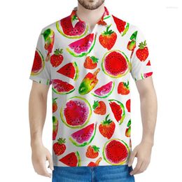 Men's Polos Fashion Colourful Watermelon Pattern Polo Shirt Men Women Summer Harajuku Short Sleeves Tees Hawaiian 3d Printed Fruits T-Shirt