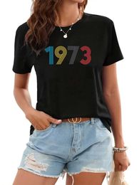 Women's T-Shirt 1973 Number Print T Shirt 1973 Shirt Year Number Lover T-shirt for Women 30th Tshirt Graphic Girl Clothes Causal Female Tops T Y240506
