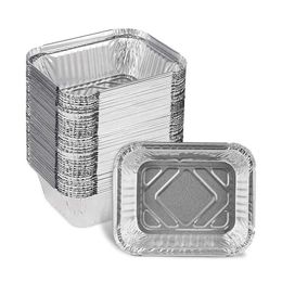 Disposable Dinnerware 20 disposable 450ml aluminum foil food containers with lid barbecue tray rectangular lunch box kitchen supplies Q240507