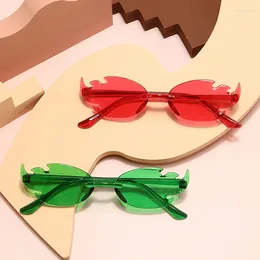 Sunglasses Women's Flame Personality Women Colourful Sunshade Sun Glasses Trendy Connected Frameless UV400 Eyewear