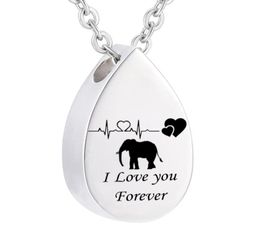 Memorial Jewellery Cremation Urn Ashes Elephant Pendant Stainless Steel Water droplets Keepsake Memorial Charms Pendant for Women1358030