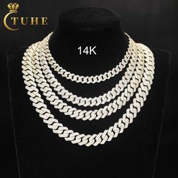 Young Boy Hip Hop Jewellery Wholesale 8mm-14mm 14k Gold 925 Silver 2 Row Vvs Moissanite Diamond Iced Out Cuban Link Chain Necklace