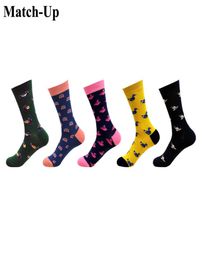 MatchUp Men039s socks animal Duck Swan design Novelty Sock combed cotton funny Socks big size5 PairsLot US 75124666137