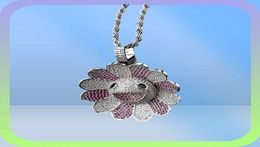 GOLD SILVER ICED OUT SPIN PENDANT Micro Pave Cubic Zircon Hip Hop Pendant Necklace For Men Women Gifts1056053