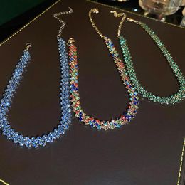Choker Colorful Rhinestone Necklaces For Women Personalized Geometric Crystal Necklace Wedding Party Jewelry