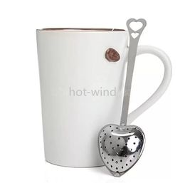 DHL Heart Shaped Tea Infuser Mesh Ball Stainless Strainer Herbal Locking Tea Infuser Spoon Strainer Steeper Handle Shower Table To5929857