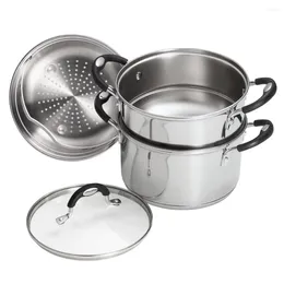 Cookware Sets Stainless Steel 3 Quart Steamer & Double-Boiler 4 Piece