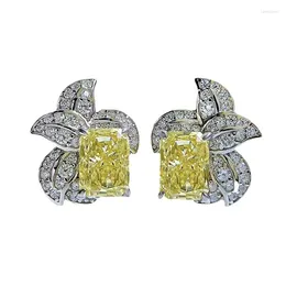 Stud Earrings SpringLady 925 Sterling Silver 5 7MM Crushed Cut Citrine Sapphire Gemstone Fine Jewellery For Women