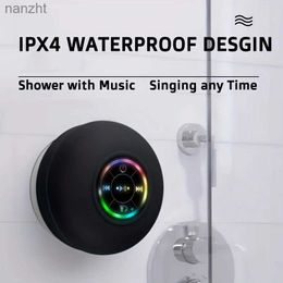 Portable Speakers 2024 New waterproof Bluetooth shower speaker with suction cup and LED light 3D surround sound subwoofer WX