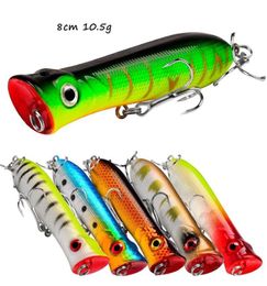 10 Colour Mixed 8cm 10 5g Popper Fishing Hooks 6 Hook Hard Baits Lures Pesca Tackle Accessories BL 516258t6155265