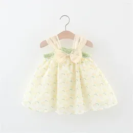 Girl Dresses Girl's Dress Summer Baby Coloured Lace Bowtie Full Of Little Cherry Print Hanging Strap Mesh