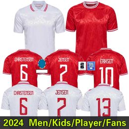 24 25 Denmark soccer jerseys 2024 euro Cup National Team ERIKSEN KJAER HOJBJERG CHRISTENSEN SKOV OLSEN BRAITHWAITE DOLBERG Home Red Away White football Shirts