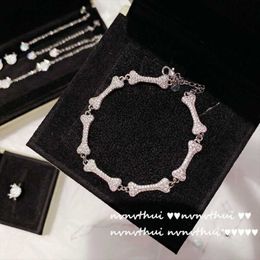 Earrings & Necklace Puppy Bone Punk Hip Hop Flash Rhinestone Luxury Silver-color Banquet Exaggerated Cool Sweet Girls Choker 253S