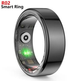 R02 Smart Ring Military Grade Steel Ring Heart Rate Blood Oxygen Health Monitor IP68 5ATM Waterproof Multi-sport Mode 240504