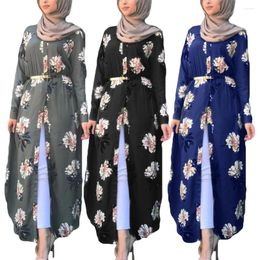 Ethnic Clothing Dubai Open Abayas Muslim Women Kimono Cardigan Print Maxi Dress Turkey Kaftan Islam Morocco Gown Arabic Party Robes