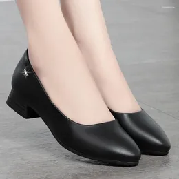 Casual Shoes 2.5cm Plus Size 35-42 Comfortable Shallow Women's Pumps Soft Leather 2024 Spring All Match Black White For Mom Work
