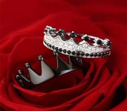 Wedding Rings Crown Couple Men Women039s Fashion Black Silver Colour Engagement Ring Bridal Jewellery Set Lover039s Gifts7354357