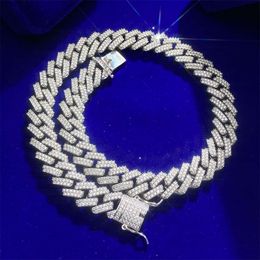 Hip Hop Price 925 Real Gold 14mm Ice Chain Moissanite Cz Diamond 14k Cuban Link Chains Necklace for Man