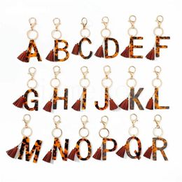 A-Z keychain classic leopard print pendant key ring 26 initials keychain Christmas creative gifts DF224