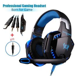 Headsets G2000 gaming head deep bass stereo Kask wired earphones illuminated earphones with microphone suitable for PS5 PS4 XBOX PC laptops J240508