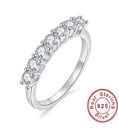 Wedding Rings Sterling Silver Simple Round Cut Mossanite Lab Diamond Engagement Jewelry Fashion Goes With EverythingWedding5910934