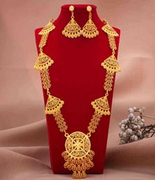 24K luxury Dubai Jewellery sets high Quality Gold Colour plated unique Design Wedding necklace earrings Jewellery set 2112046627610