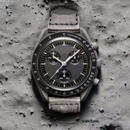 Księżyc bioceramiczny męski zegarki pełna funkcja Chronograf Quarz to Mercury 42 mm nylon zegarek limitowana edycja Master Wristwatch 7 2874183