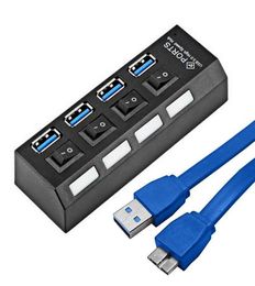 Portable Micro USB HUB 30 Super Speed 5Gbps 4 Ports Mini USB 30 HUB With Separete Switch Computer Cable USB Splitter Adapter1853171