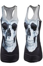 Women T shirt SKULL BLACK Vest Tops Sexy Polyester Horror Sexy Tank top EAST KNITTING V42 Summer New3170129