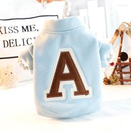 Dog Apparel Pet Clothing Letter A Hoodies For Dogs Clothes Cat Small Cute Winter Warm Velvet Blue Fashion Boy Girl Yorkshire Accessories