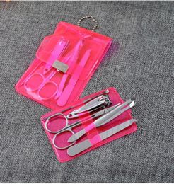 Whole 5pcs Stainless Steel Nail Clipper Kit Sets Manicure Pedicure Scissor Tweezer Knife Ear pick Nail Care Set6890977