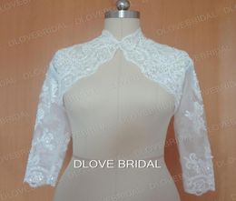 Real Image Long Sleeve Lace Bridal Jacket Sequin Beaded Lace Appliques Wedding Party Dress Wraps Bolero Custom Make ePacket 7210491