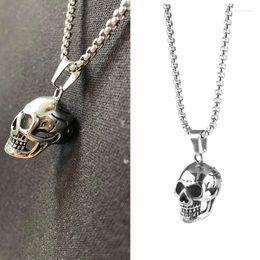 Pendant Necklaces Vintage Hip-hop Punk Stainless Steel Skull For Men Rock Skeleton Choker Necklace Goth Jewelry