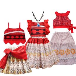 Girl's Dresses 3-10 Year Girl Vaiana Dress Moana Clothing Childrens Halloween Birthday Party Clothing Childrens Carnival Fantasy CostumeL2405