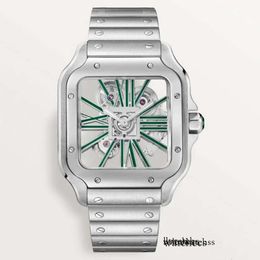 Santos puste klasyczny designerski zegarek męski szkielet 39,8 mm szafir ze stali nierdzewnej szafir
